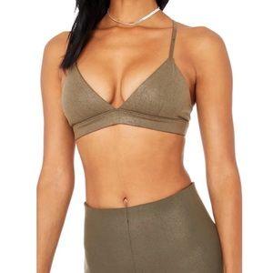 Alo Yoga Faux Leather Airbrush Bra color cocoa